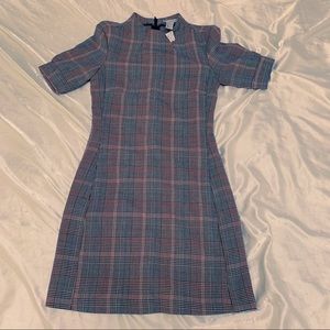 plaid mock-neck dress